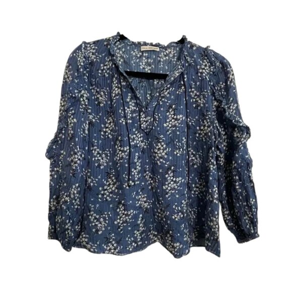 Ulla Johnson Manet Blue floral Blouse 2 - Picture 2 of 9